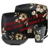 Lanark 16 pc dinnerware set black/cream