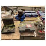 Craftsman tools, hub caps, metal box,