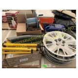 Hub caps, assorted tools