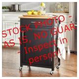 StyleWell Glenville Small Black Kitchen Cart w