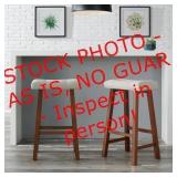 StyleWell Walnut Wood Upholstered Bar Stools with