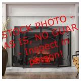 Noble House Brightwell Matte Black Metal 3-Panel