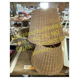 Wicker lamp shades, laundry basket