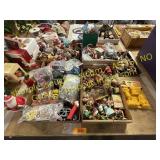 Holiday decorations, flat of assorted toys