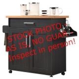 Hodedah Kitchen Island with Spice Rack plus T