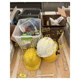 Hard hats, toys, baskets