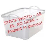 6 pack  55qt Clear Box/Handles (some cracked lids)