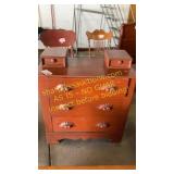 Red stained dresser 17" x 34"