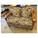 Wooden cushioned love seat