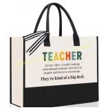 YUANHAO Teacher Canvas Tote Bag, Large
