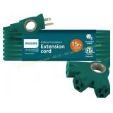 Philips EZGrip Extension Cord, 15 Ft, Green