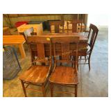 Sq wood table with 8 chairs and leafs
