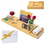 ALVIRA Bathtub Tray Caddy - Luxury Bamboo