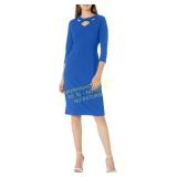 London Times Scuba Crepe Midi Sheath Dress
