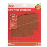 4 Ct. ACE 11" L x 9" W 60 Grit Sandpaper 4 pk