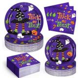 Homlouue 200PCS Halloween Plates and Napkins