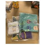 Assorted bags and pillows cases and table runner