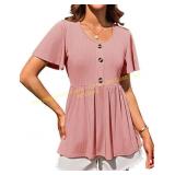 GRACE KARIN Womens Summer Tops Ruffle Sleeve Xl