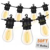 50FT LED Outdoor String Lights, 17 Bulbs