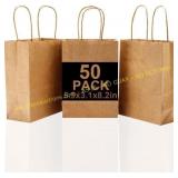 Paper Bags 5.9x3.14x8.2, 50Pcs, Kraft, Handles