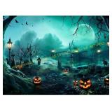 Halloween Backdrop Horror Moon Cemetery 10X8FT