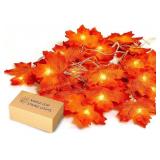 2ct JamBer Maple Leaf Garland 8.2 Ft 20 LED Lights