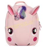 3D Unicorn Toddler Backpack with Leash (Pink)
