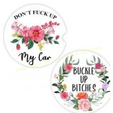3ct UpnowPro Funny Car Coasters - 2 Pack Ceramic