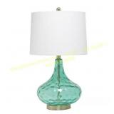 24" Seafoam Glass Lamp w/ White Linen Shade