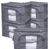 ZOBER Storage Bags, 6 Pack, Grey, Foldable