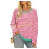 Sidefeel Womens Color Block Long Sleeve Top Sz S