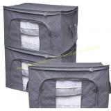 ZOBER Storage Bags, Foldable, 3 Pack, Grey