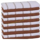 Kitchen Terry Towels 12pk, Brown/White 15x25