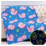 Axolotl Blanket Glow in The Dark - Pink