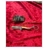 Damascus Keychain Knife with Sheath