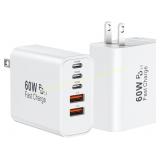 USB-C 60W 5-Port Wall Charger 2-Pack