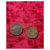 1901 + 1907 Indian Head Pennies