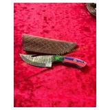 Damascus Hunting Knife with Sheath