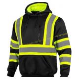 3xl High-Vis Fleece Hoodie for Men, Reflective