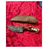 Damascus Hunting Knife with Sheath