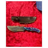 Damascus Hunting Knife with Sheath