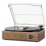 Vinyl Record Player: 3 Speeds, Bluetooth, Wood