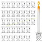 48 Pcs Clear Glass Taper Candle Holders