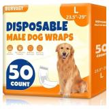 BURVAGY 50 Count Male Dog Wraps, Pee Wraps