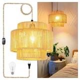 QIYIZM Plug-In Pendant Light, Dimmable