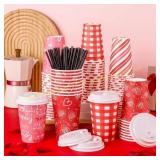 Umigy 120Pcs 16oz Valentines Cups with Lids
