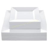 N9R White Square Plates, Heavy Duty Party