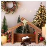 Yaomiao Nativity Stable Decor Wood Scene