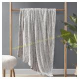 Madison Park Marselle Faux Fur Throw Blanket BROWN
