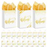 Kosiz 50-Set Gift Bags with Handles, White